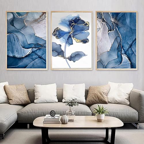 IUNTWEIE Abstrakte Poster 3er Set Moderne Wandbild Poster Abstrakte Geometrische Bilder Gold Kreisförmige Geometrische Leinwandbild Wohnzimmer Deko,Ohne Rahmen (H,30x40cm*3) von IUNTWEIE