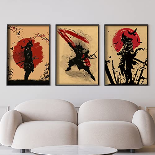 IUNTWEIE Japanische Samurai Leinwand Bilder, Japanische Bushido Poster Wandkunst, Krieger Leinwand Malerei für Wohnzimmer Schlafzimmer Dekor, ohne Rahmen 3 x 20 x 30 cm von IUNTWEIE