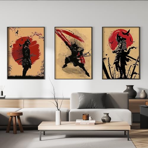 IUNTWEIE Japanische Samurai Leinwand Bilder, Japanische Bushido Poster Wandkunst, Krieger Leinwand Malerei für Wohnzimmer Schlafzimmer Dekor, ohne Rahmen 3 x 80 x 120 cm von IUNTWEIE