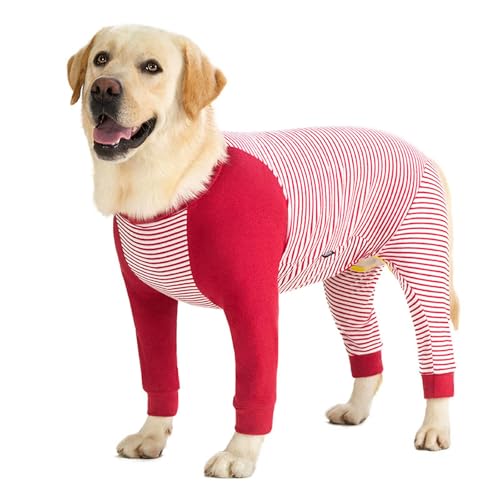 IUOUTG Hundechirurgie Erholung Anzüge Streifen Baumwollleichte & Weiche Ganzkörperpullover Hundemesie Pyjamas Bodysuit Mit Vier Beinen Für Mittlere Große Hunde von IUOUTG