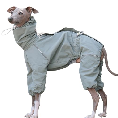 IUOUTG Italienische Greyhound wasserdichte Jacke, Winddichte Hundemantel Jumpsuit Mit Reißverschluss Leichte Vierbeinige Whippet Sweatshirt Kleidung Für Hunde von IUOUTG
