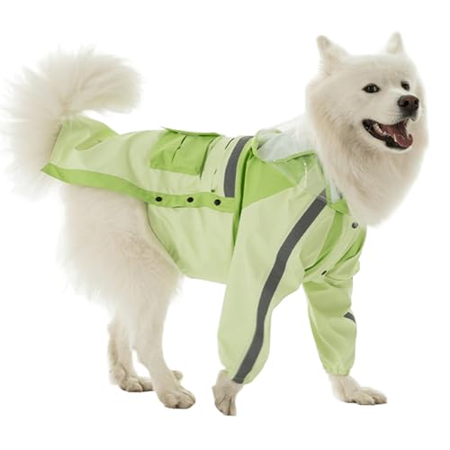 IUOUTG wasserdichte Hund Regenjacke Für Große Hunde, Leichte Haustier Regenmantel Haustier Regen Mit Reflektierenden Gurten Haustier Kleidung Kleidung Für Outdoor von IUOUTG