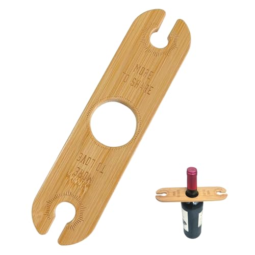 IUSOT Nachhaltiger Bambus Weinhalter,4-Fach Weinglas-Ständer mit Aufhängfunktion - Praktischer Weinbutler für Küche, Picknick & Geschenk von IUSOT