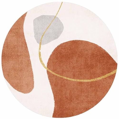 IUUUDDD Area Rugs Circle Orange Gold Grey Strapazierfähiger Teppich Abstrakt 80cm 100cm 120cm 140cm 160cm 180cm 200cm Teppiche für Wohnzimmer Nachttisch Schlafzimmer Teppich von IUUUDDD