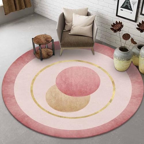 IUUUDDD Flächenteppiche rund Blush Pink Gold extra großer Teppich geometrisch 80cm 100cm 120cm 140cm 160cm 180cm 200cm Teppiche für Schlafzimmer Nachttisch Wohnzimmer Teppich von IUUUDDD