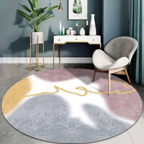 IUUUDDD Moderne Teppiche 60cm 80cm 100cm 120cm 140cm 160cm 180cm 200cm Teppiche rund für Wohnzimmer Weiß Grau Senfgelb eleganter Teppich für Blumenampeln Wohnzimmer Schlafzimmer von IUUUDDD