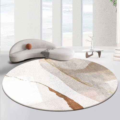 IUUUDDD Moderne Teppiche rund für Schlafzimmer Beige Braun Gold 100cm 120cm 140cm 160cm 200cm Soft-Touch-Teppich für Café-Teppiche Wohnzimmer-Schlafzimmer-Teppich von IUUUDDD