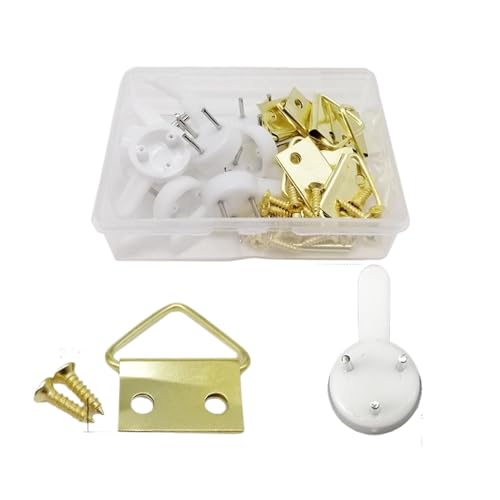 1 Box Dreieck D-Ring for Aufhängen Ölgemälde Spiegel Bilderrahmen Aufhänger Kunstwerk Foto Wandhaken mit Schrauben Sortiment Kit Set für Bilder(Box C) von IUVYTA