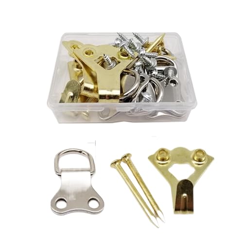 1 Box Dreieck D-Ring for Aufhängen Ölgemälde Spiegel Bilderrahmen Aufhänger Kunstwerk Foto Wandhaken mit Schrauben Sortiment Kit Set für Bilder(Box F) von IUVYTA