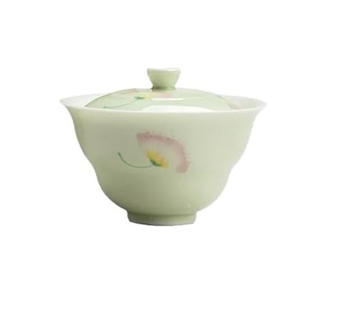 130 ml Zen handbemalter Ginkgo Gaiwan handgefertigtes weißes Porzellan dünner Körper Teetreen Teezubereitungsabdeckung Schüssel chinesisches Teeservice Geschenk von IUVYTA