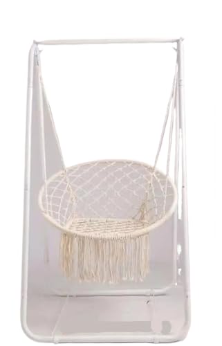 165 cm Outdoor und Indoor Seil Hängesessel Schaukelsitz Schlafsaal Garten Hängende Hängematte Terrasse Stuhl Schaukel(Full White Set) von IUVYTA