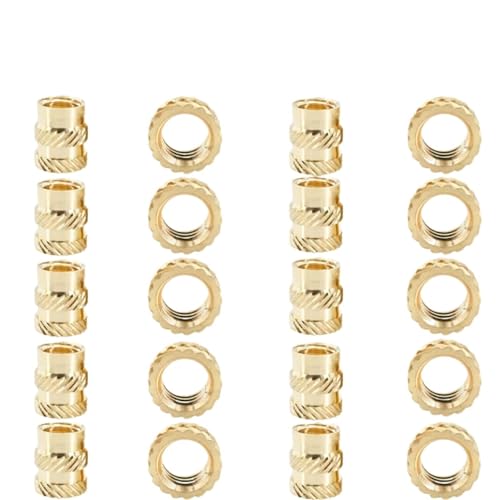 20/50/100Pcs Hot Melt Mutter Messing Einsatz Mutter Kupfer Hot Melt Wärme Eingebettet Spritzguss Insertmutter muttern M2 M2,5 M3 M4 M5 M6 für Drucker(Twill Knurled(20Pcs),M2xL2xOD3.2) von IUVYTA