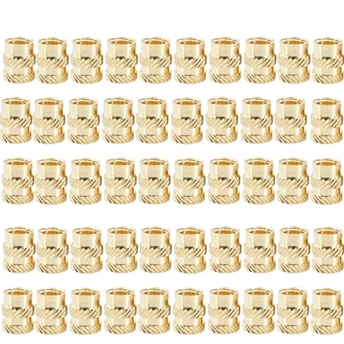 20/50/100Pcs Hot Melt Mutter Messing Einsatz Mutter Kupfer Hot Melt Wärme Eingebettet Spritzguss Insertmutter muttern M2 M2,5 M3 M4 M5 M6 für Drucker(Twill Knurled(50Pcs),M4xL8xOD6) von IUVYTA