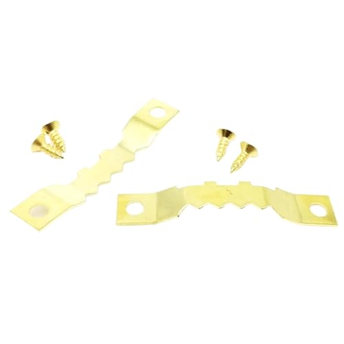 25 Stück goldene, silberne, schwarze Sägezahn-Bilderrahmen-Aufhänger for Aufhängen von Fotowänden, Ölgemälden, Spiegeln, Sägezahnhaken mit Schrauben für Bilder(C golden 8x45mm) von IUVYTA