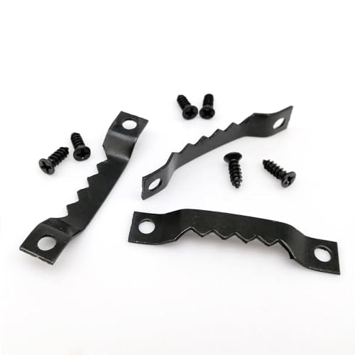 25 Stück kleine, robuste Sägezahn-Bilderrahmen-Aufhänger for Aufhängen von Fotowänden, Ölgemälden, Spiegeln, Sägezahnhaken mit Schrauben, 3 Farben für Bilder(B black 7x42mm) von IUVYTA