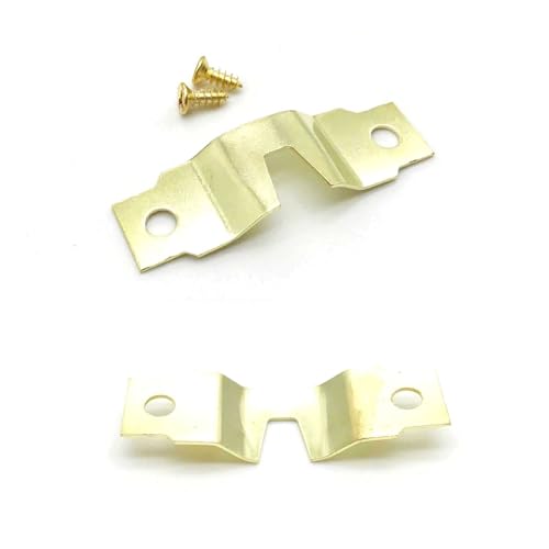 25 Stück kleine, robuste Sägezahn-Bilderrahmen-Aufhänger for Aufhängen von Fotowänden, Ölgemälden, Spiegeln, Sägezahnhaken mit Schrauben, 3 Farben für Bilder(F golden 10x50mm) von IUVYTA