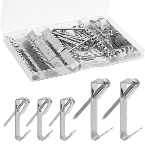 50@Sets Sägezahn-Bilderrahmen-Aufhänger for Aufhängen von Fotos, Ölgemälden, Spiegeln, Sägezahnhaken mit Schrauben, 7 x 40 mm für Bilder(Silver-50PCS) von IUVYTA