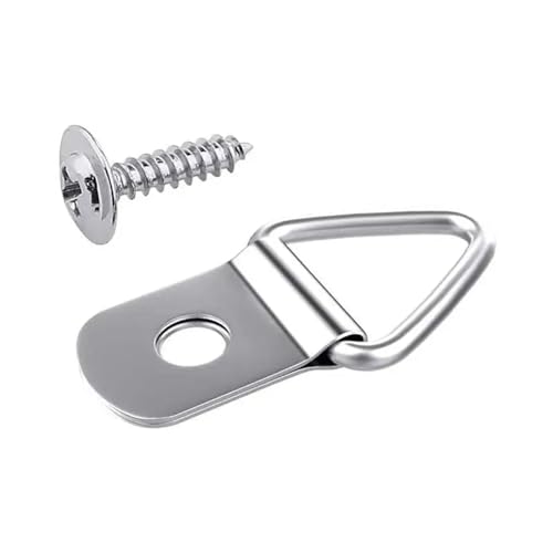 50 Stück Bilderaufhänger, Einzelloch-Aufhänger, kleiner Dreiecksring mit Schrauben for Aufhängen von Gemälden, Kunstwerken, Bilderrahmen, Fotos für Bilder(50pcs Silver) von IUVYTA