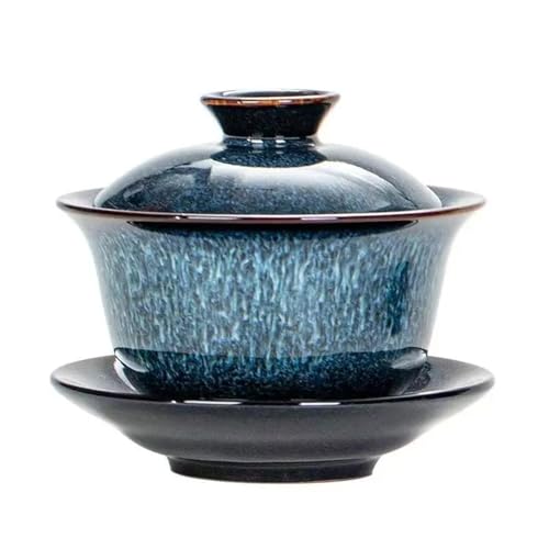 Exquisite blaue Sternglasur GAI Wan Tee-Set Abdeckung Schüssel Teetassen mit Deckel Schüssel Lotus Handzeichnung Porzellan Gaiwan von IUVYTA