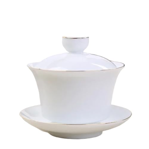 Gaiwan Teeschale aus Keramik, weißes Porzellan, Teebereiter mit Deckel, Teetasse, Tee-Set, Haushalts-Trinkgeschirr (weiß) von IUVYTA