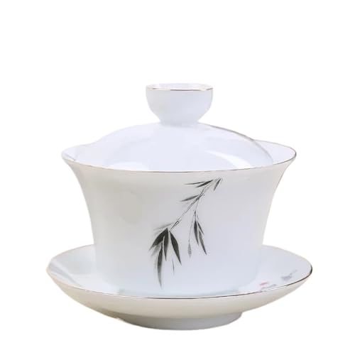Gaiwan Teeschale aus Keramik, weißes Porzellan, Teebereiter mit Deckel, Teetasse, Tee-Set, Zubehör, Haushalts-Trinkgeschirr (grau) von IUVYTA