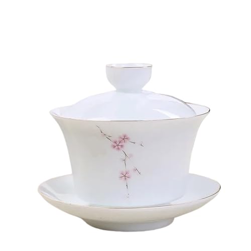 Gaiwan Teeschale aus Keramik, weißes Porzellan, Teebereiter mit Deckel, Teetasse, Tee-Set, Zubehör, Haushalts-Trinkgeschirr (rot) von IUVYTA