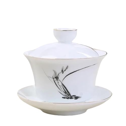 Gaiwan Teeschale aus Keramik, weißes Porzellan, Teebereiter mit Deckel, Teetasse, Tee-Set, Zubehör, Haushalts-Trinkgeschirr (schwarz) von IUVYTA