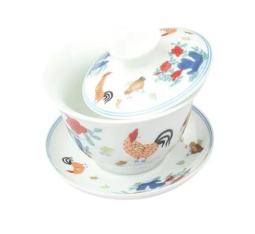 Gaiwan Teetasse aus weißem Porzellan, handgefertigt, mit Deckel, Teeschale, Teeservice, Heimtrinkgeschirr von IUVYTA