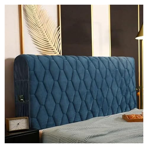 IUVYTA Dicker gesteppter Kopfteilbezug aus Samt, einfarbig, All-Inclusive-Nachttisch, weicher Plüsch-Bettkopf für Bett (dunkelblau, B 190 x H 68 cm) von IUVYTA