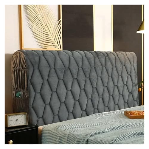IUVYTA Dicker gesteppter Kopfteilbezug aus Samt, einfarbig, All-Inclusive-Nachttisch, weicher Plüsch-Bettkopf für Bett (dunkelgrau, B 180 x H 68 cm) von IUVYTA