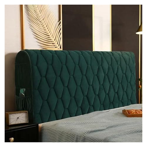 IUVYTA Dicker gesteppter Kopfteilbezug aus Samt, einfarbig, All-Inclusive-Nachttisch, weicher Plüsch-Bettkopf für Bett (dunkelgrün, B 120 x H 68 cm) von IUVYTA
