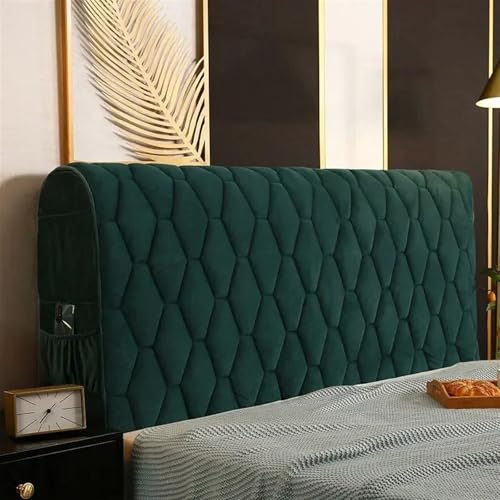 IUVYTA Dicker gesteppter Kopfteilbezug aus Samt, einfarbig, All-Inclusive-Nachttisch, weicher Plüsch-Bettkopf für Bett (dunkelgrün, B 180 x H 68 cm) von IUVYTA