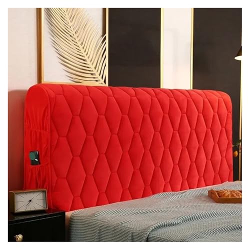 IUVYTA Dicker gesteppter Kopfteilbezug aus Samt, einfarbig, All-Inclusive-Nachttisch, weicher Plüsch-Bettkopf für Bett (rot, B 190 x H 68 cm) von IUVYTA