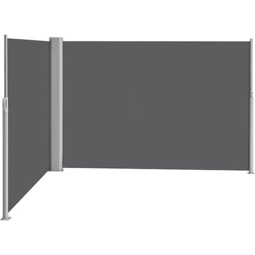 IUVYTA Doppelseitige Markise Patio Einziehbare Seitenmarkise Wasserdicht for Innenhof 236 X 71in für Garten Terrasse(Dark Gray) von IUVYTA