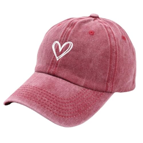 IUVYTA Frühling/Sommer Hut Weibliche Gestickte Pfirsich Herz Waschen Baseball Hut Lässige Weiche Hut Frauen Hüte Baseball Kappe for Frauen für Damen(Color5) von IUVYTA