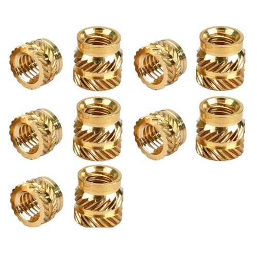 M2 M2,5 M3 M4 M5 M6 Messing-Einsatzmutter, Hot-Melt-Mutter, wärmegerändelt, eingebettete Einspritz-Kupfer-Einsatzmutter, 3D-Druck, Kunststoffplatten-Muttereinsätze für Drucker(50PCS,M3xL4xOD4.5) von IUVYTA