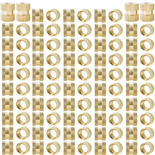 M2 M2,5 M3 M4 M5 M6 Messingeinsätze Mutter Heißschmelzmutter Schmelzwärme Kupfermuttern 3D-Drucker Eingebettete Einspritzmuttern für Drucker(Straight (100Pcs),M2xL4xOD3) von IUVYTA