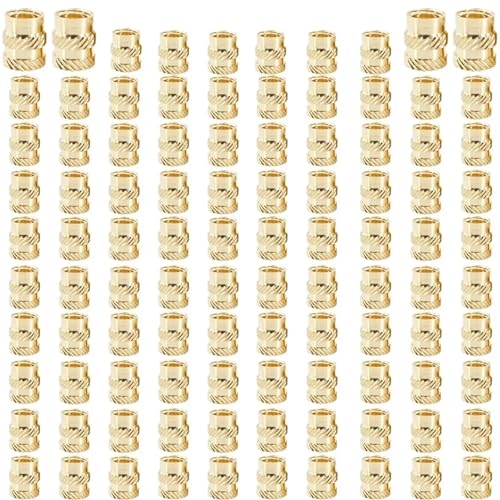M2 M2,5 M3 M4 M5 M6 Messingeinsätze Mutter Heißschmelzmutter Schmelzwärme Kupfermuttern 3D-Drucker Eingebettete Einspritzmuttern für Drucker(Twill Knurled(100Pcs,M4xL4xOD6) von IUVYTA