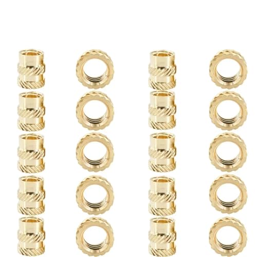 M2 M2,5 M3 M4 M5 M6 Messingeinsätze Mutter Heißschmelzmutter Schmelzwärme Kupfermuttern 3D-Drucker Eingebettete Einspritzmuttern für Drucker(Twill Knurled(20Pcs),M4xL4xOD5) von IUVYTA