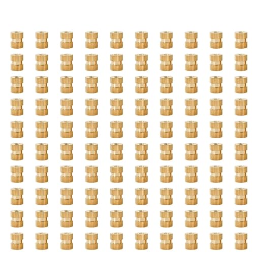 M2 M2.5 M3 M4 M5 M6 Kupfereinsatzmutter Rändelgewinde Heißschmelz-Einbettungsmuttern Messing Hitzefixierung Einfügung Laptop 3D-Druck Mutternsatz für Drucker(Style B(100Pcs),M3x6x4.5) von IUVYTA