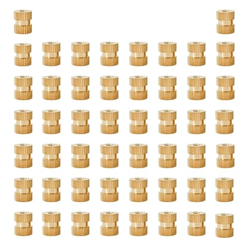 M2 M2.5 M3 M4 M5 M6 Kupfereinsatzmutter Rändelgewinde Heißschmelz-Einbettungsmuttern Messing Hitzefixierung Einfügung Laptop 3D-Druck Mutternsatz für Drucker(Style B(50Pcs),M2x3x3) von IUVYTA