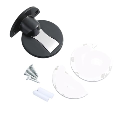 Magnetischer Türstopper, stanzfrei, verstellbar, Zinklegierung, versteckter Türstopper, Bodenmontage, Türbeschläge für den Boden (nicht verstellbar, schwarz) von IUVYTA