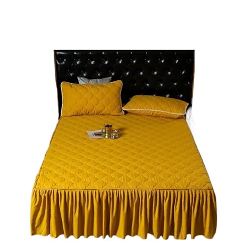 Rüschenrock-Bettlaken, Stretch, Spannbetttuch für Einzel- und Doppelbett, mit Rock, Bettwäsche, mehrfarbig, optional für Zuhause (Bettrock D, 180 cm x 200 cm, 1 Stück) von IUVYTA