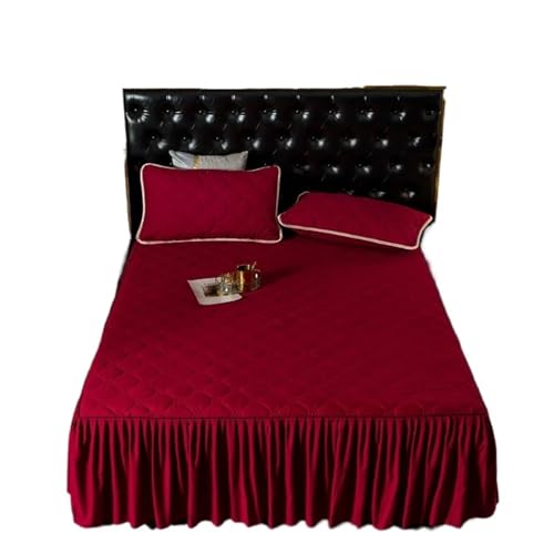Rüschenrock-Bettlaken, Stretch, Spannbetttuch für Einzel- und Doppelbett, mit Rock, Bettwäsche, mehrfarbig, optional für Zuhause (Bettrock E, 180 cm x 200 cm, 1 Stück) von IUVYTA
