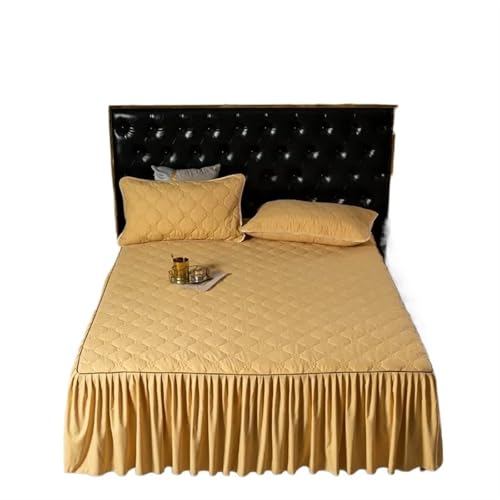 Rüschenrock-Bettlaken, Stretch, Spannbetttuch für Einzel- und Doppelbett, mit Rock, Bettwäsche, mehrfarbig, optional für Zuhause (Bettrock G, 180 cm x 200 cm, 1 Stück) von IUVYTA