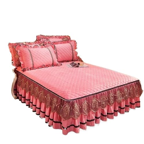 Weicher Bettrock für den Winter, Plüsch, dick, gesteppt, Tagesdecke, ohne Kissenbezug für Zuhause (Farbe: 3, 3 Stück, 200 x 220 cm) von IUVYTA