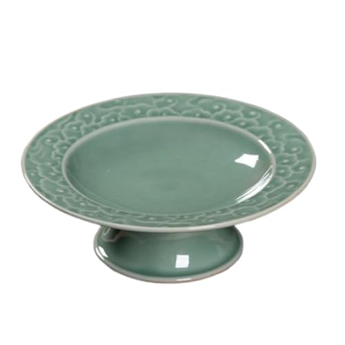 IUYIXWFP Tabletts für Party Keramik kreativer Obstteller Haus Chinesische Dessertplatte Celadon High Foop Teller Wohnzimmer Zen Teer Obstschale für Küchentheke,21.2 * 7.6cm von IUYIXWFP