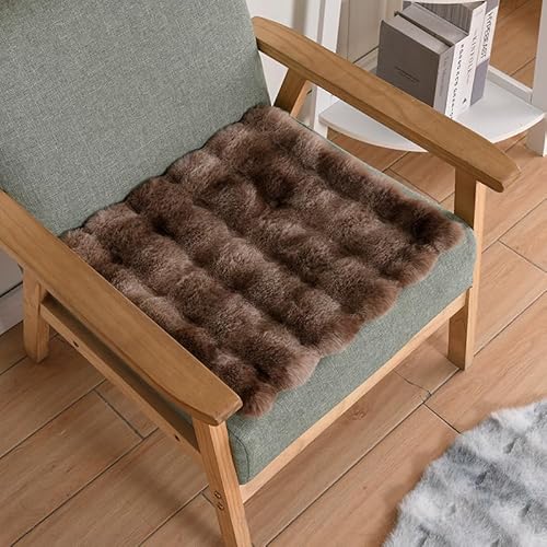 IUYIXWFP Teppiche aus Kaninchenhaar im Kunstpelz, quadratischer Stuhlbezug, Sitzkissen, luxuriöse kleine Teppiche aus Kaninchenfell, Flauschige Bodenmatte für Wohnzimmer,B,60 * 60cm von IUYIXWFP