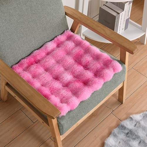 IUYIXWFP Teppiche aus Kaninchenhaar im Kunstpelz, quadratischer Stuhlbezug, Sitzkissen, luxuriöse kleine Teppiche aus Kaninchenfell, Flauschige Bodenmatte für Wohnzimmer,C,45 * 45 cm von IUYIXWFP