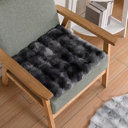 IUYIXWFP Teppiche aus Kaninchenhaar im Kunstpelz, quadratischer Stuhlbezug, Sitzkissen, luxuriöse kleine Teppiche aus Kaninchenfell, Flauschige Bodenmatte für Wohnzimmer,D,60 * 60cm von IUYIXWFP